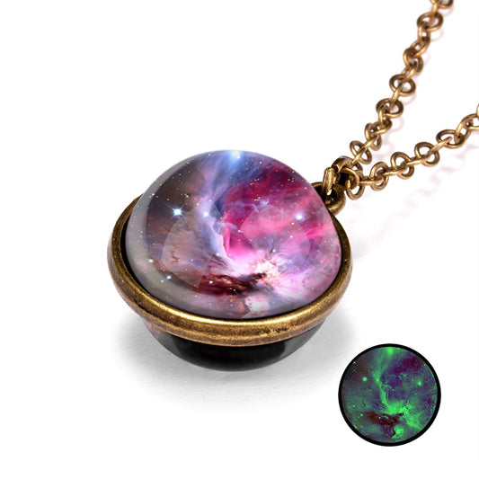 Mysterious pink galaxy design necklace - accessories