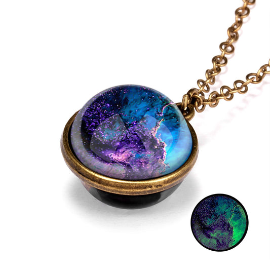 Mysterious purple galaxy design necklace - accessories