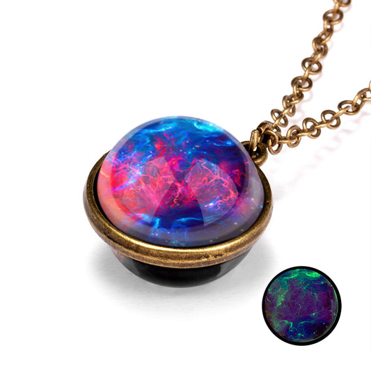Mysterious galaxy blue pink necklace - accessories